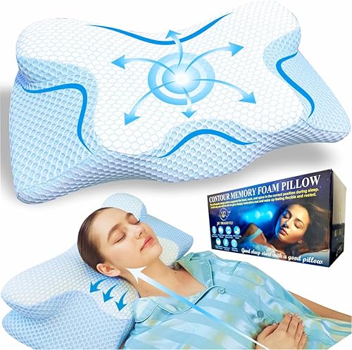 Miniatura 1 de Almohada ergonómica, almohada cervical para el cuello, almohada facial impecable, almohadas para dormir de lado para adultos, almohadas de