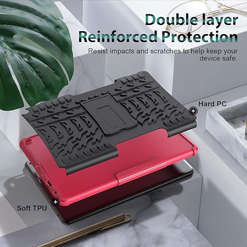 Miniatura 5 de ROISKIN Funda protectora de doble capa resistente a los golpes, resistente a los impactos, a prueba de caídas, grado militar, para niños Fire HD 10