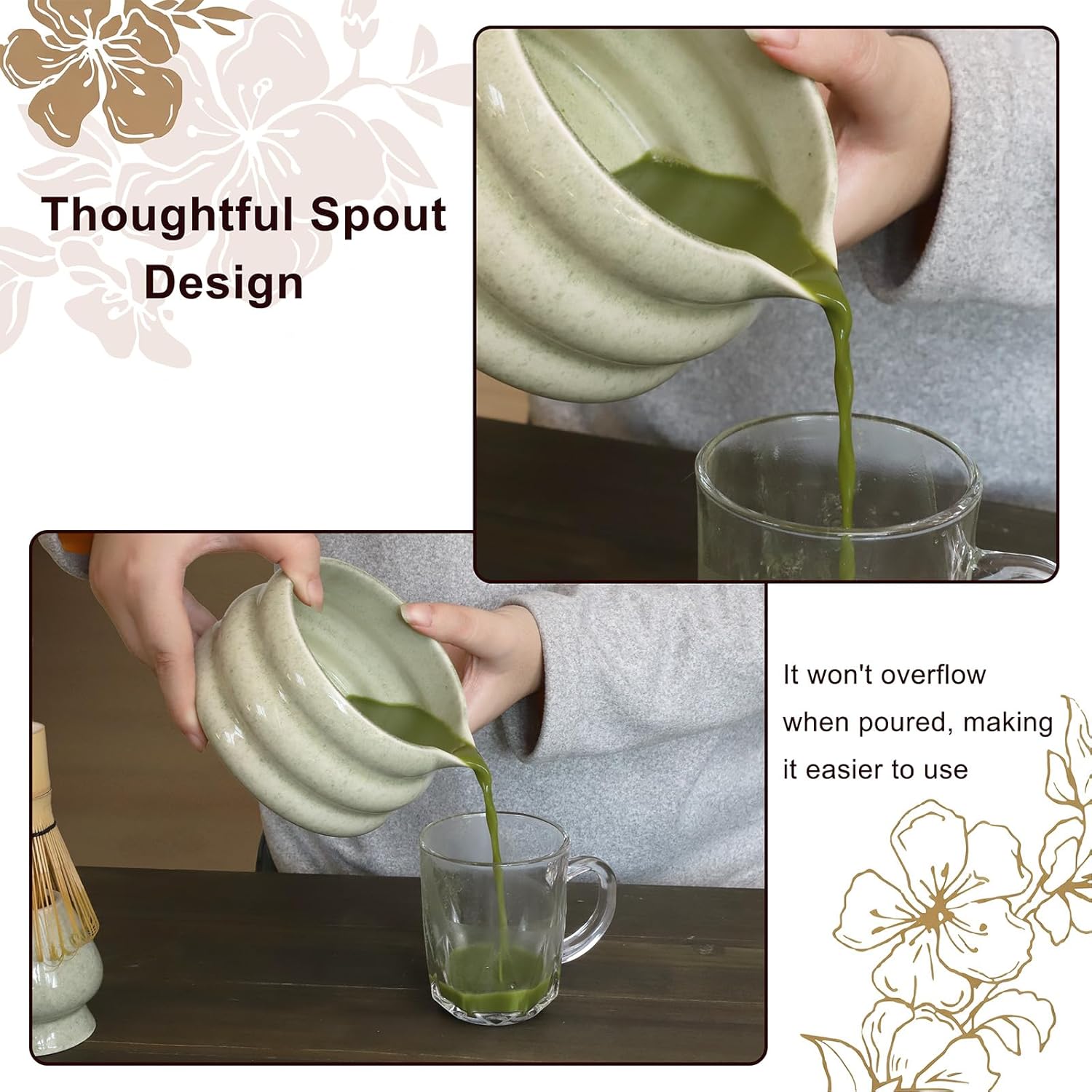 Matcha Whisk Set Green, Ceramic Matcha Kit Christmas Gift Includes Matcha Bowl, Whisk and Holder, Bamboo Scoop, Scoop Rest, Sifter and Tea Towel - 7 Pcs Matcha Making Kit for Starter and Lovers - Image 4