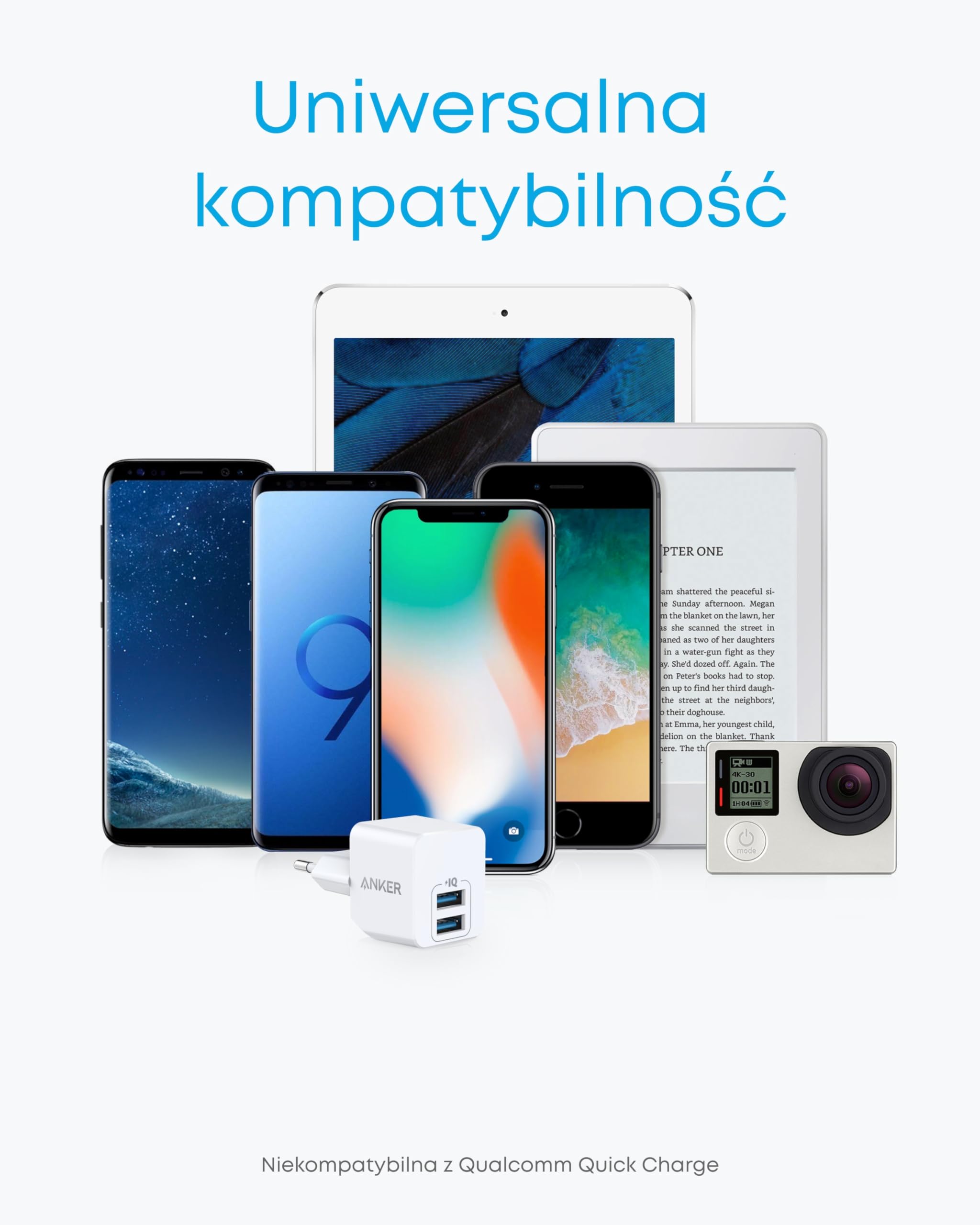 Podwójna ładowarka ścienna Anker PowerPort Mini, wyjątkowo kompaktowa ładowarka USB, wyjście 2,5 A dla iPhone'a XS/XS Max/XR/X/8/7/6/Plus, iPada Pro/Air 2/Mini 4, Samsunga i wielu innych