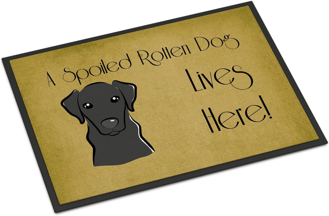 Caroline's Treasures BB1483JMAT Black Labrador Spoiled Dog Lives Here Doormat 24x36 Front Door Mat Indoor Outdoor Rugs for Entryway, Non Slip Washable Low Pile, 24H X 36W