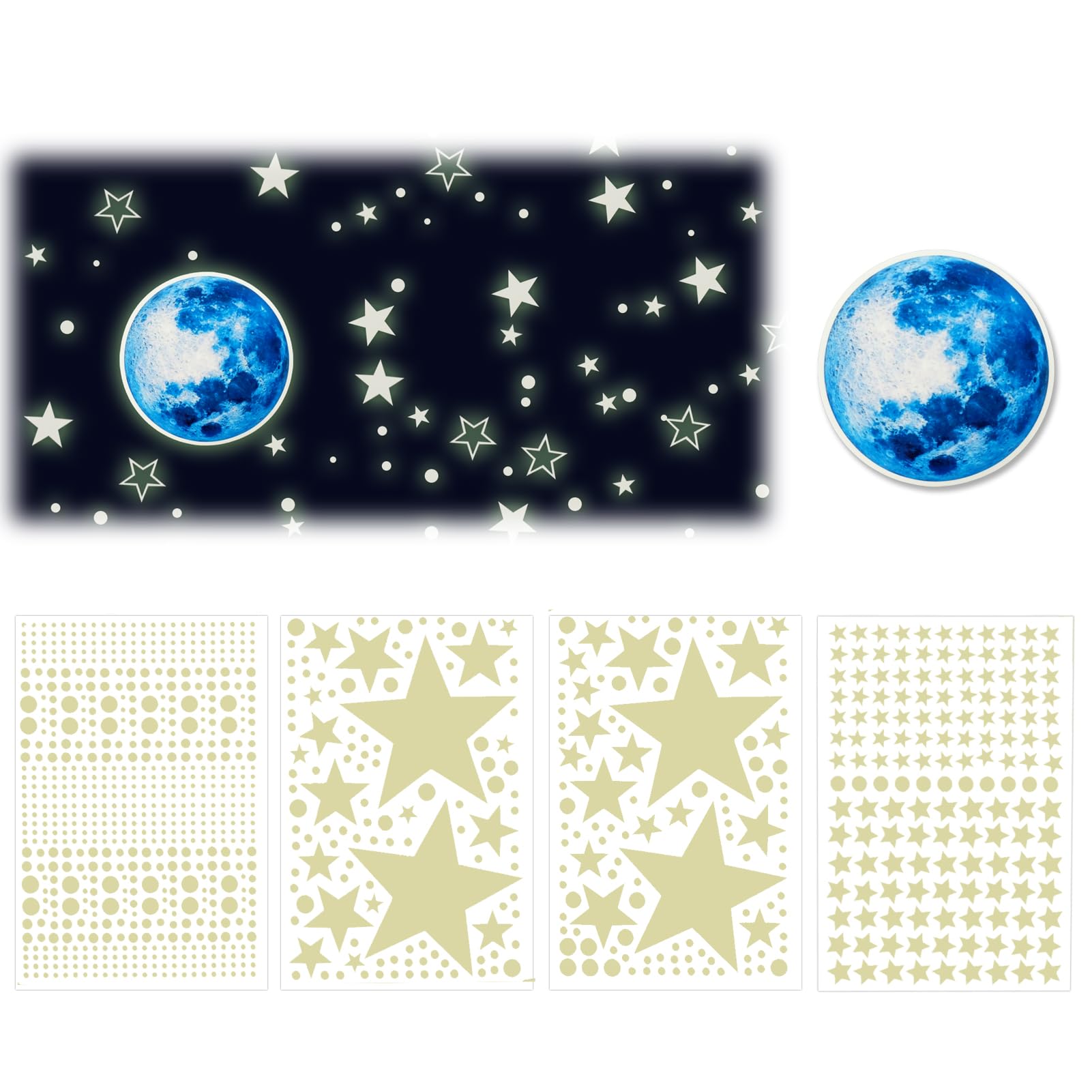 Estrellas Fluorescentes Autoadhesivas Que Brillan En Oscuridad 1086 Pcs Para Decoración De Pared Techo Sala Estar Dormitorio