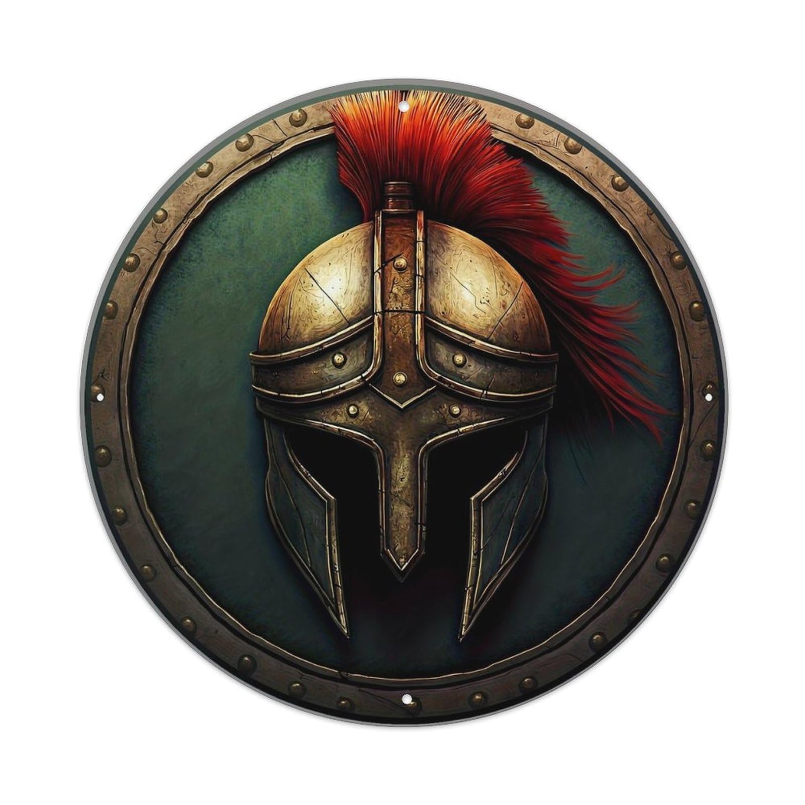 Ancient Warrior Helmet Shield Design Metal Tin Sign Plaque