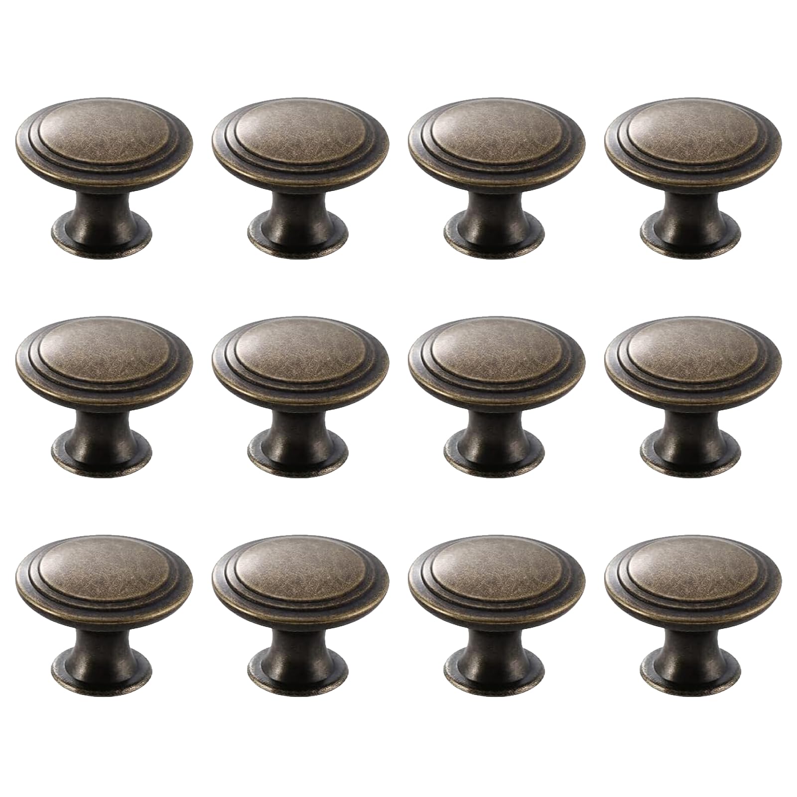 Drawer Knobs，Cupboard Handles，Drawer Handles，12PCS Vintage Cabinet Knobs Bronze Drawer Knobs, Antique Style Kitchen Cupboard Handles, 30mm Round Furniture Door Knobs for Wardrobe Cabinet Furniture