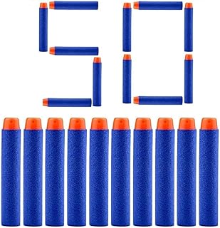 طلقات فوم لاصقة لمسدسات نيرف ايليت قاذفة (عبوة من 50 قطعة) - طلقات بلون أزرق وطلقات بلاستيك (لون أزرق)
