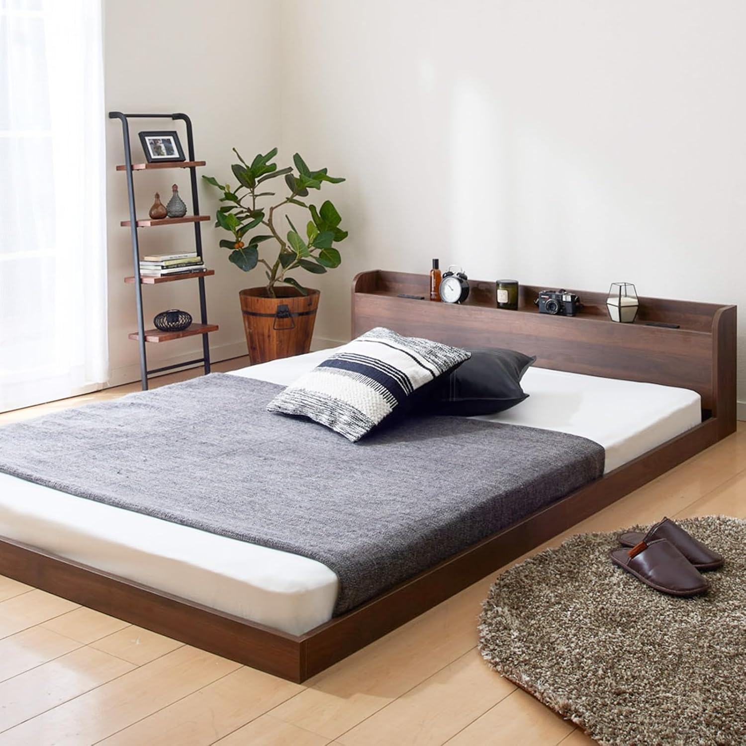 【時間指定不可】Alta　コンセント付きローベッド　BK/DBR/NA 時間指定不可】Altaコンセント付きローベッドBK/DBR/NA