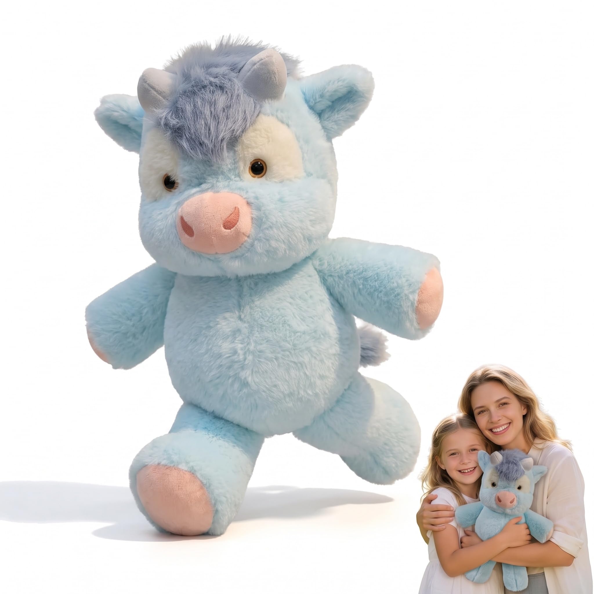 AstraFable Running Highland Cow Interactive Plush, Moving Leg Sensory Plush Toy, Soft Stuffed Animal for Fans & Adults, Desk & Home Décor