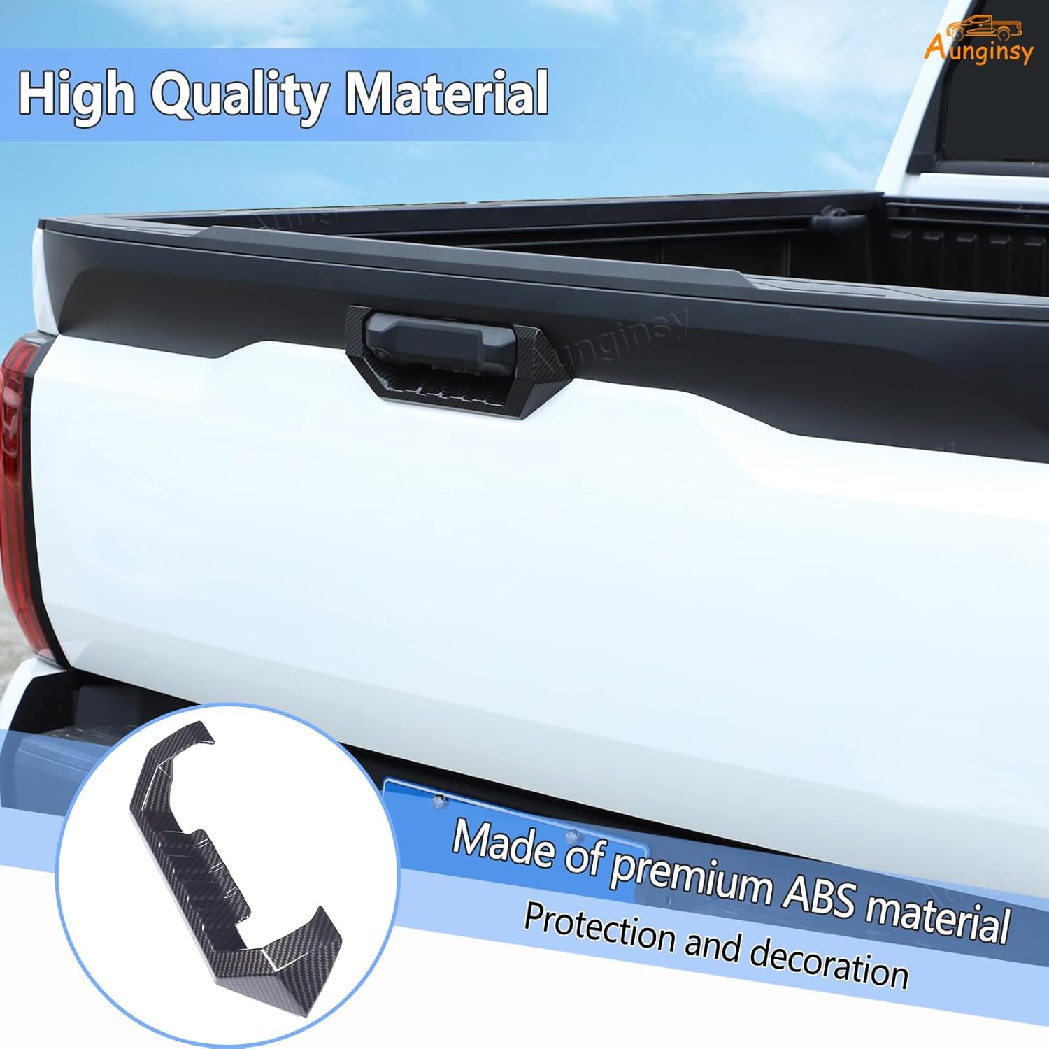 Aunginsy Car Tailgate Handle Cover Trim Compatible with Toyota Tundra 2022-2025 Pickup Rear Trunk Door Tail Gate Handle Lower Panel Scratch Protector Frame Decorative Cover ABS Exterior Accessories