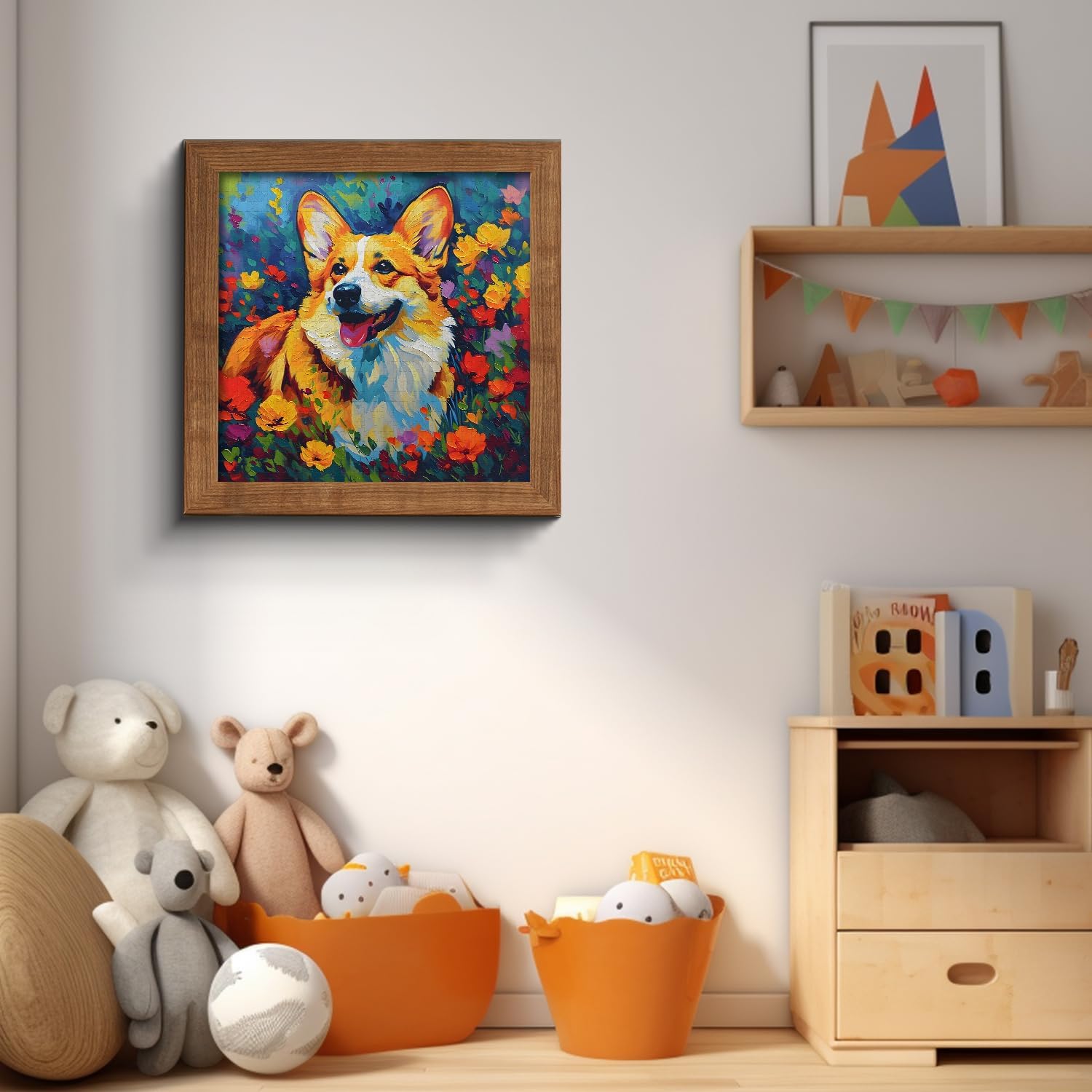 PICKFORU Cute Dog Puzzles for Adults 1000 Pieces and up, Corgi Puppy Puzzle Flower Puzzles for Adults, Funny Animals Puzzles as Art Wall Decor
