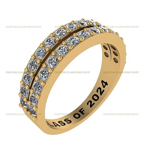 Miniatura 2 de Custom High School and College Class Ring Sterling Silver  10K 14K Gold - GRA Certified MoissanitesLab Grown Diamonds Ring Graduation Gifts for Her