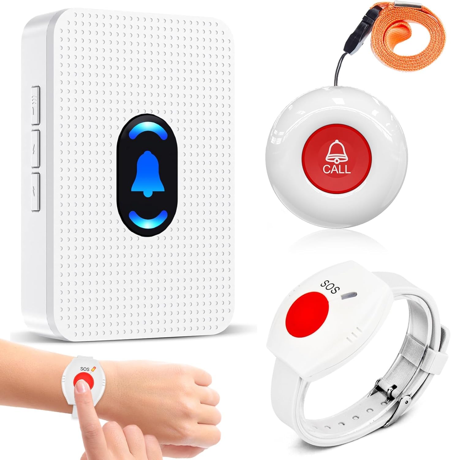 Sistema Salvavita Anziani EMylo - Con Pulsante E Bracciale | WiFi E App | Notifiche Remote | 1 Ricevitore + 2 Pulsanti