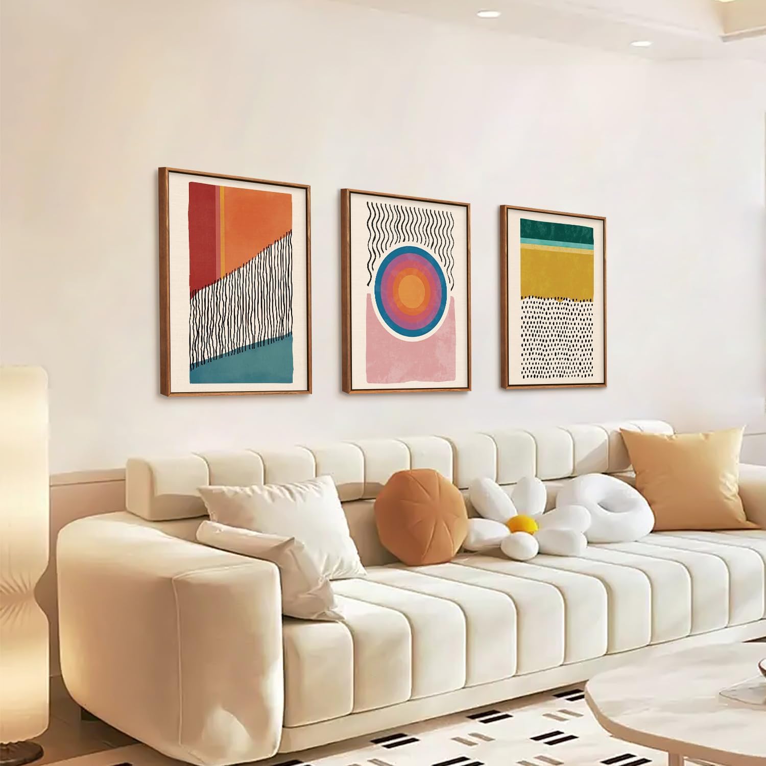 TOARTi Boho Framed Canvas Prints Wall Art Set,Mid-Century Abstract Color Block Shape Wall Decor,Geometric Illustrations Art Photos for Living Room,Bedroom,Dining Room,Office,Bathroom - Image 3