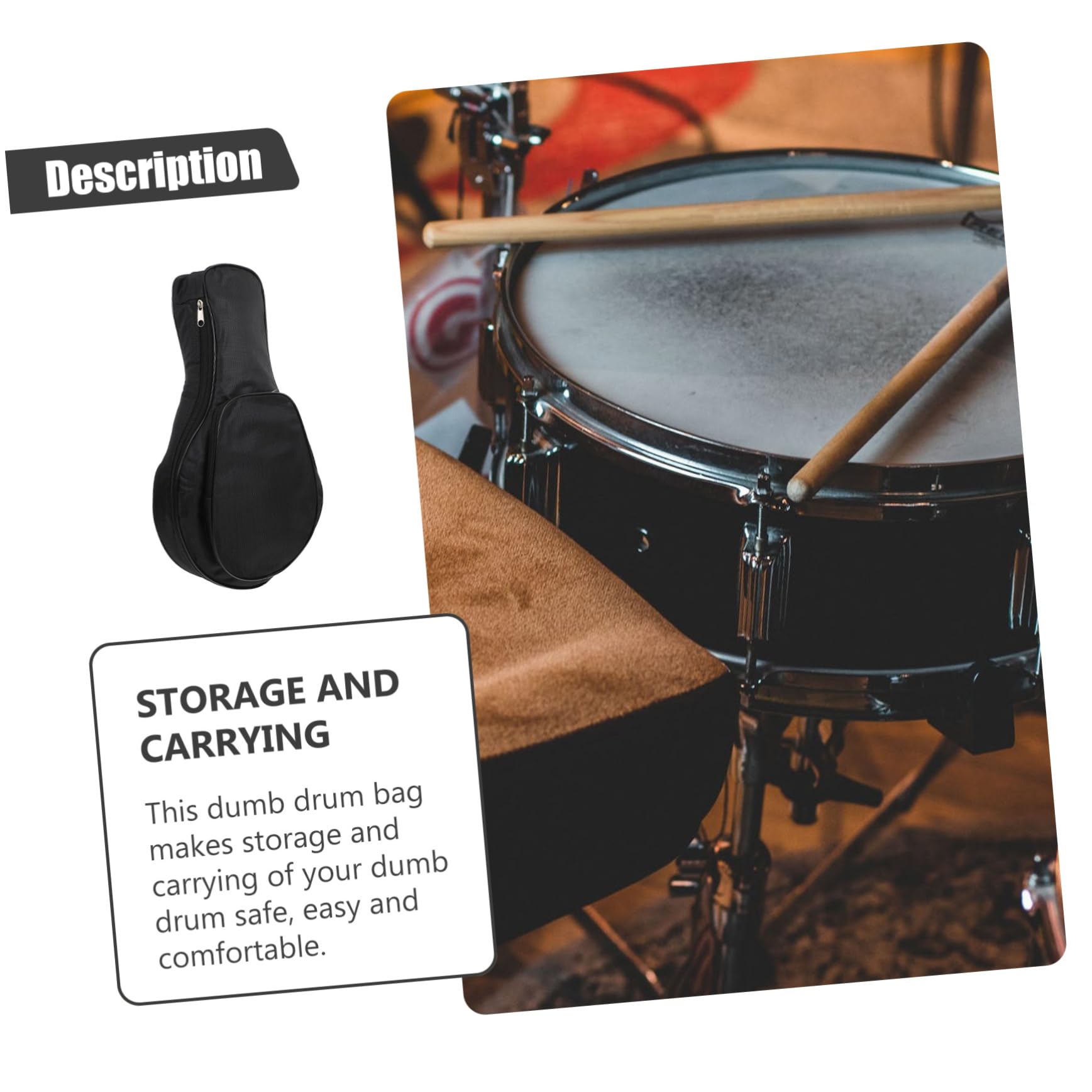 COSMEVIVI Drum Bag Dumb Drum Case Storage Pockets Oxford Fabric Practice Pads Holder