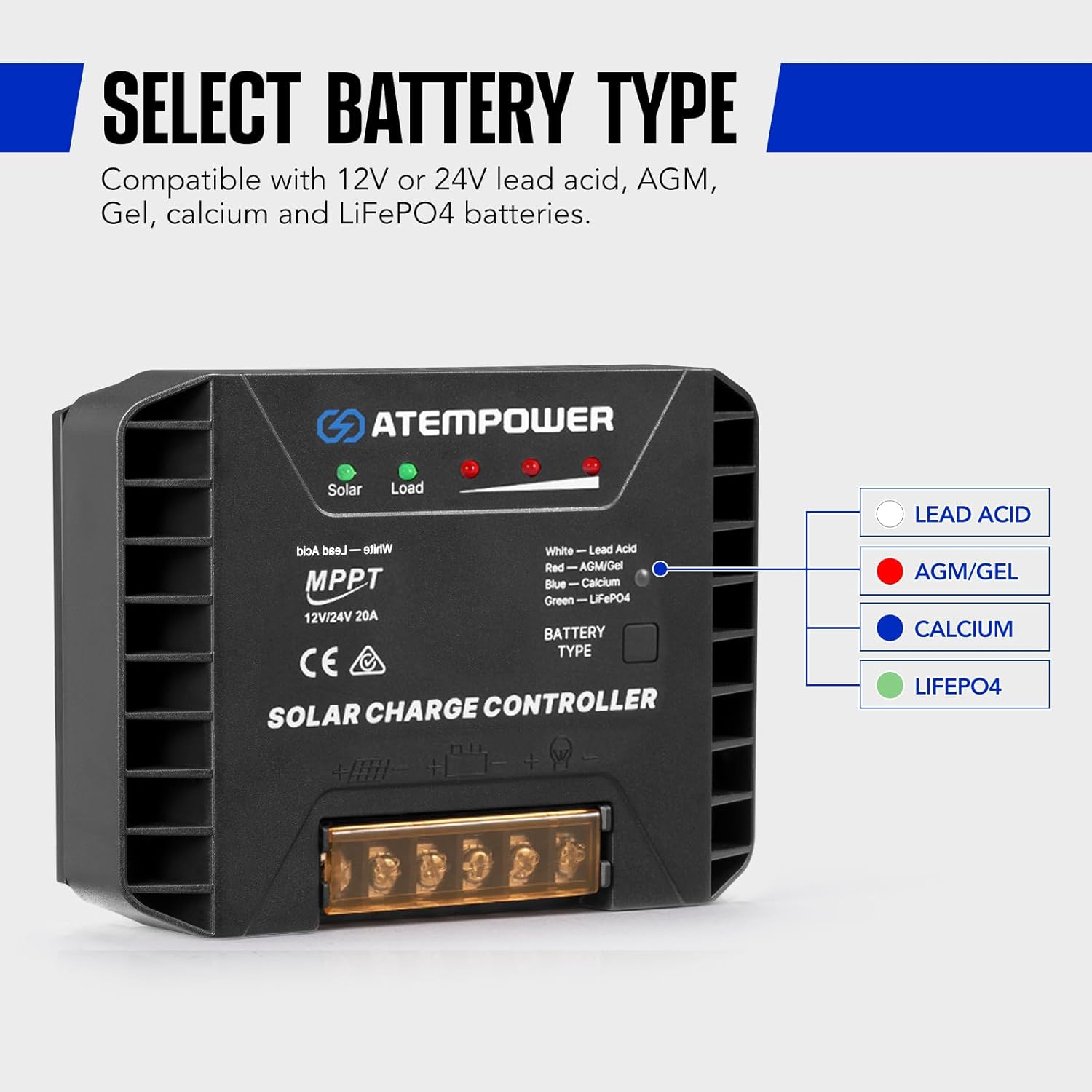 Battery type selection guide for ATEM POWER MPPT Solar Charge Controller