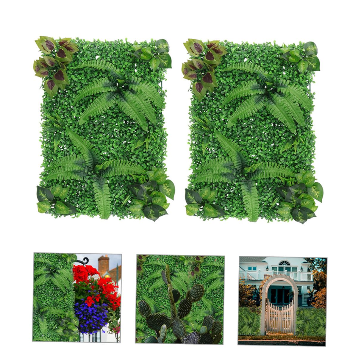 Pannello di Siepe Sintetica da Parete 2 Pezzi in Plastica Resistente alle Intemperie Decorazione Murale Piante Artificiali per Esterni e Interni Decorazione Giardino Matrimoni