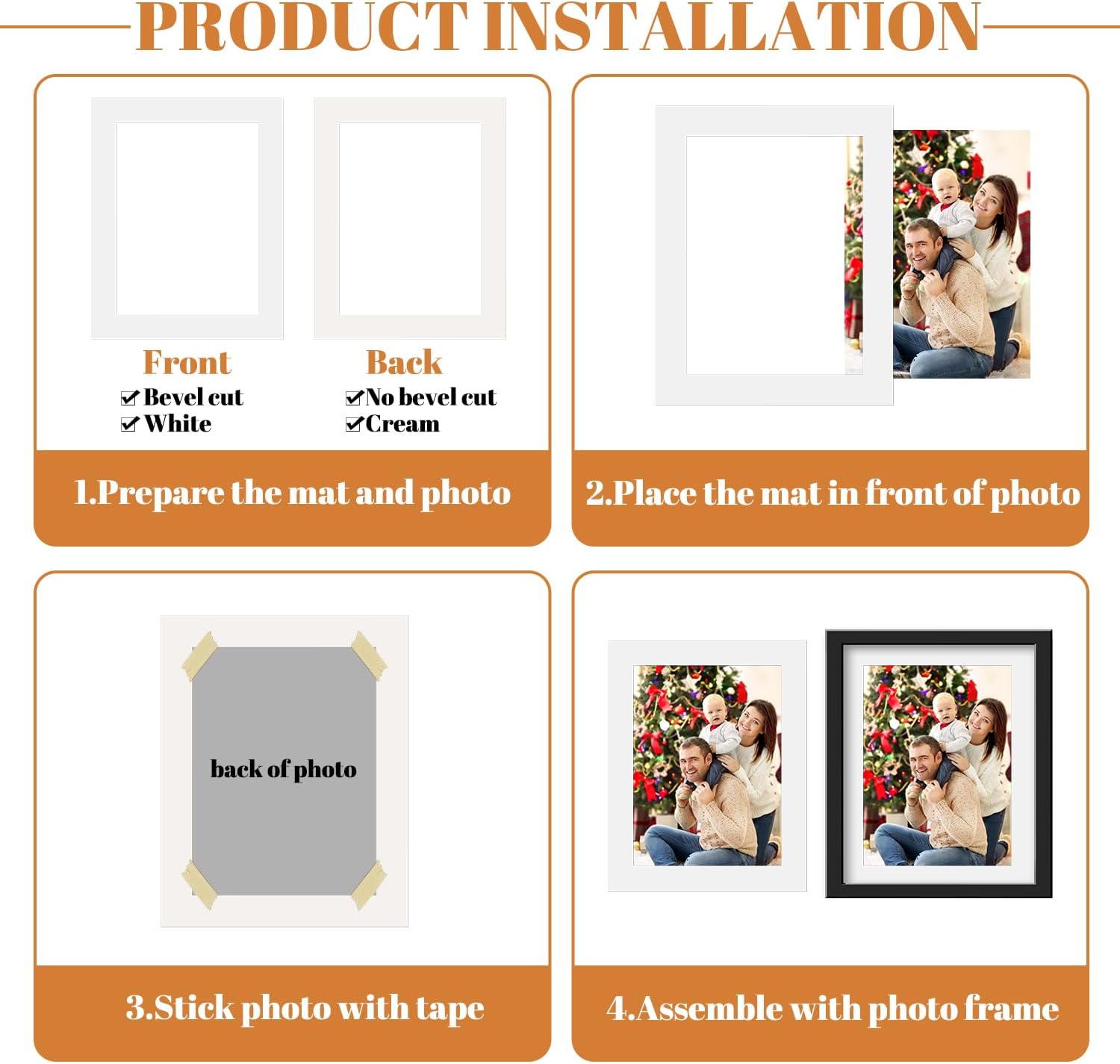 10 Pack Picture Frame Mats,8x10 Matted to 6x8 Photo Mats,Acid Free Bevel Cut 4-ply Thickness Picture Matting,Pre-Cut Mat Board Show Kit for Pictures Photos Prints Watercolor Artwork (White)