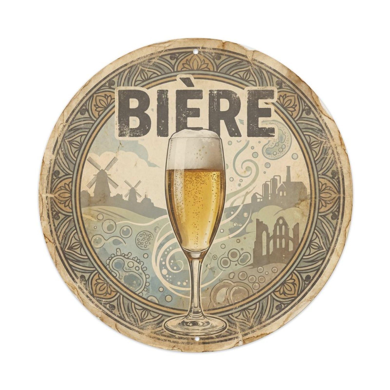 Beer Belgian Travel Brewery Drink Culture Silkscreen Metal Tin Sign