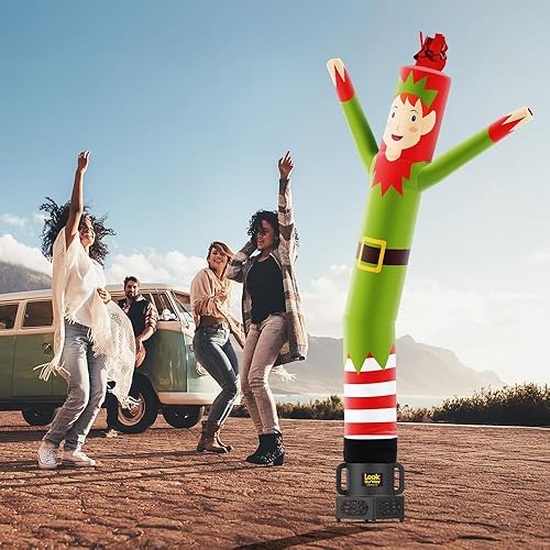 Vista 6 de LookOurWay Air Dancers Inflatable Tube Man Attachment 7ft Tall Set Wacky Waving Christmas Inflatables Tube Guy Blower Included Outdoor Elfo
