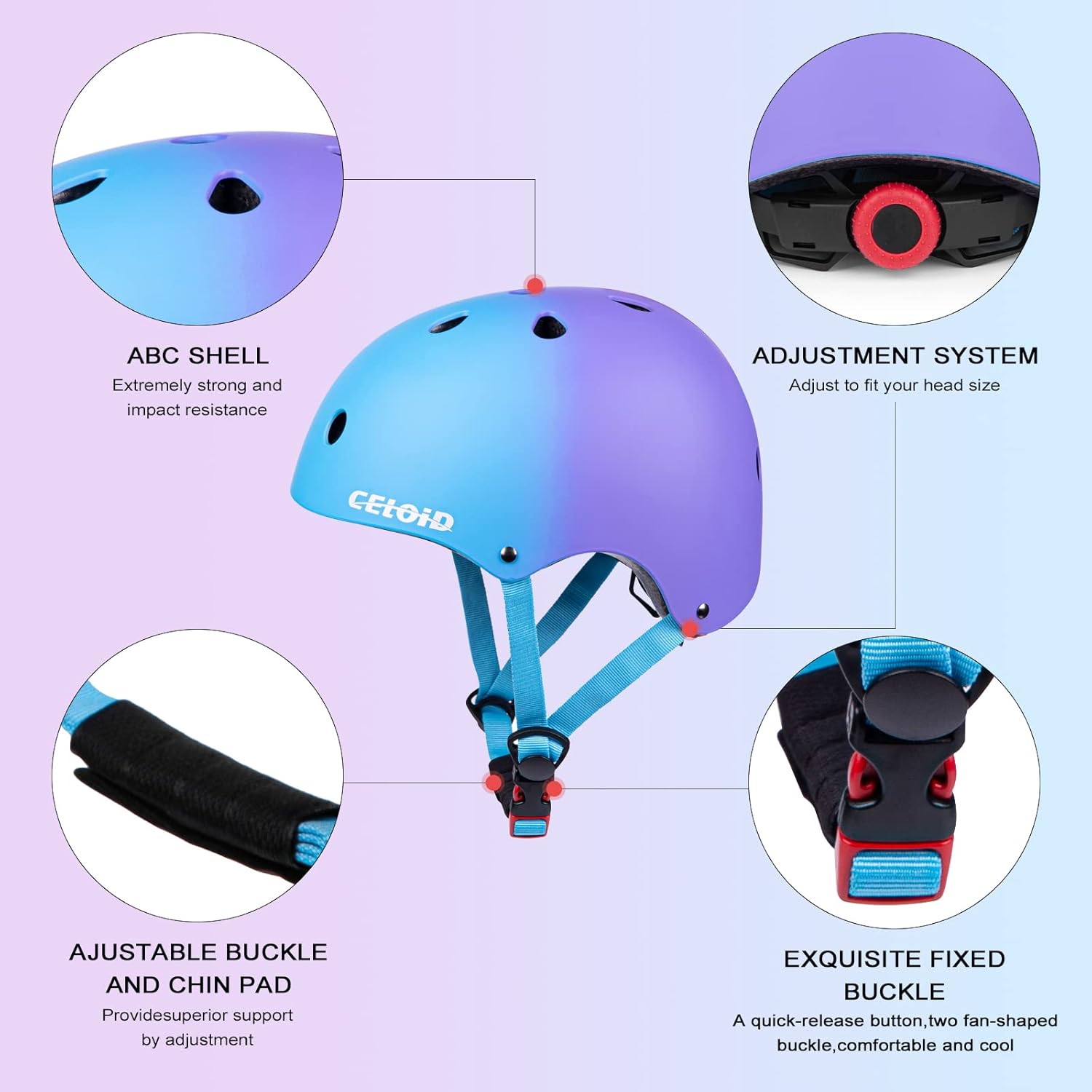 CELOID Kids Bike Helmet,Toddler Skateboard Helmets for Ages 2-3-5-8-14 Years Boys Girls，Adjustable Multi-Sport Bicycle Skateboarding Football Roller Skating Scooter Rollerblade Balance Bike Helmet : Sports & Outdoors