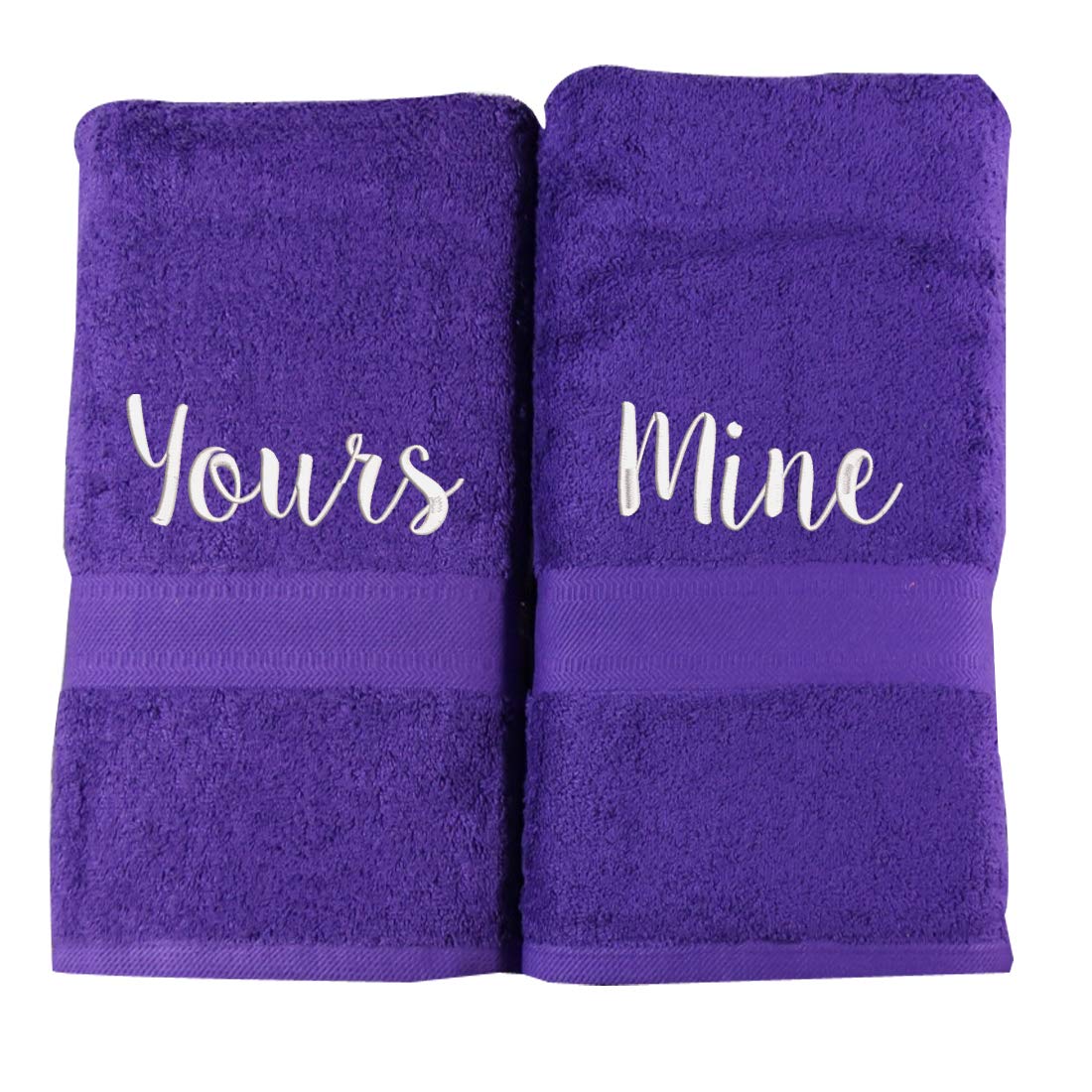 aztex Personalised Wedding Anniversary Bath Towel Set of 2, Second, Purple