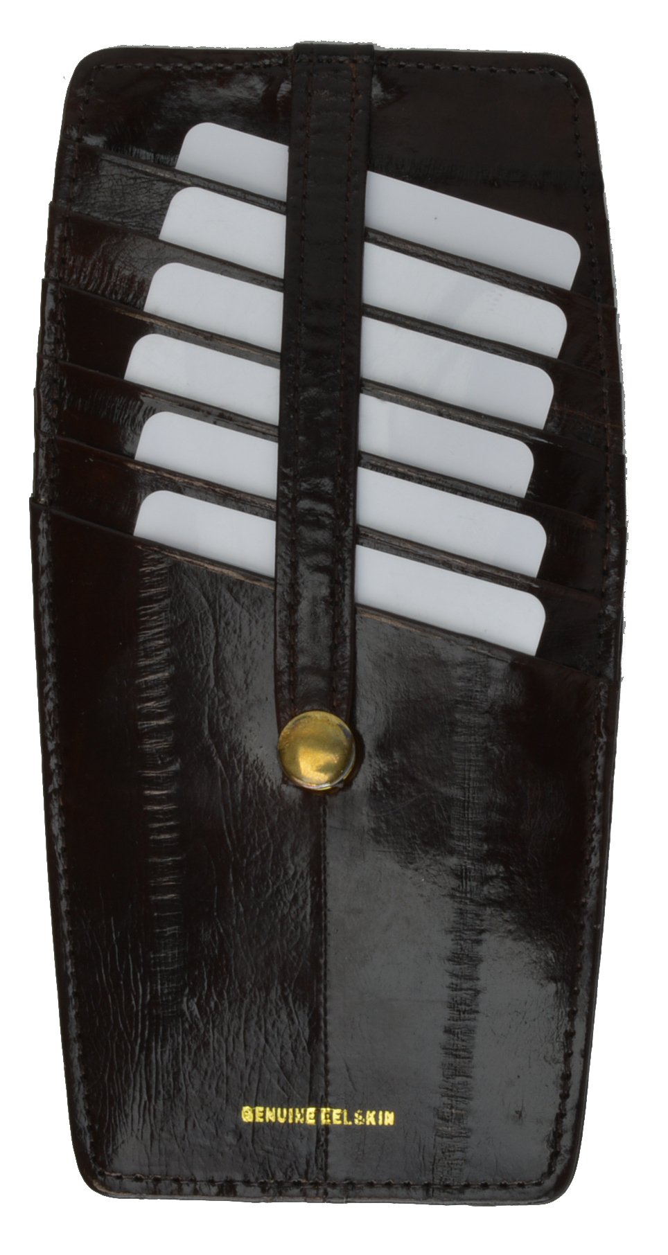 New EEL Skin Snap Two Sided Credit Card Holder BR #E531