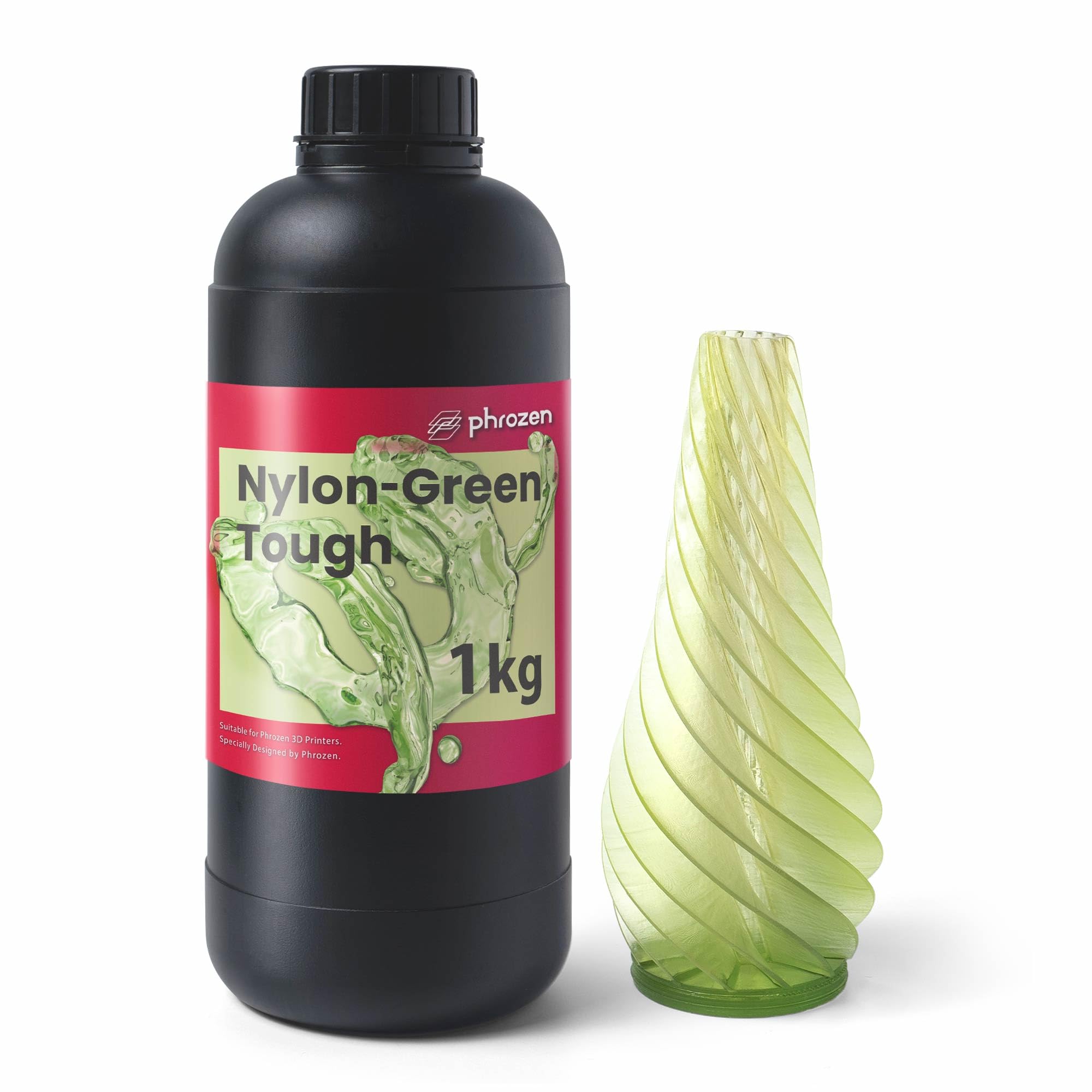 phrozen 光造形 3Dプリンター用 タフレジン [Nylon-Green Tough] 光硬化樹脂 LCD/SLA 3Dプリンタ向け 高靭性 高強度 低収縮 造形材料 工業用部品 (1000g, ナイロン・グリーン・タフ)