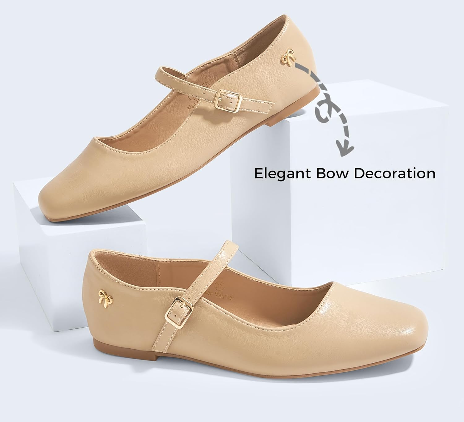 LUCKY STEP Women's Mary Jane Flat Shoes Comfortable Dress Shoes Ankle Strap Round Toe Retro Faux Leather Slip On Flats - Image 6