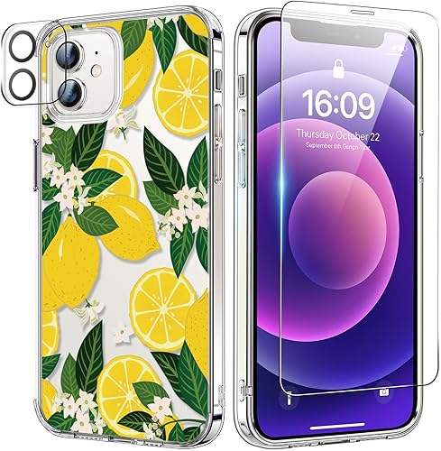 Miniatura 25 de bicol Funda para iPhone 11 Pro con Protector de Pantalla y Protector de Lente de Cámara - Diseños de Flores Florales de Moda para Mujeres y Niñas