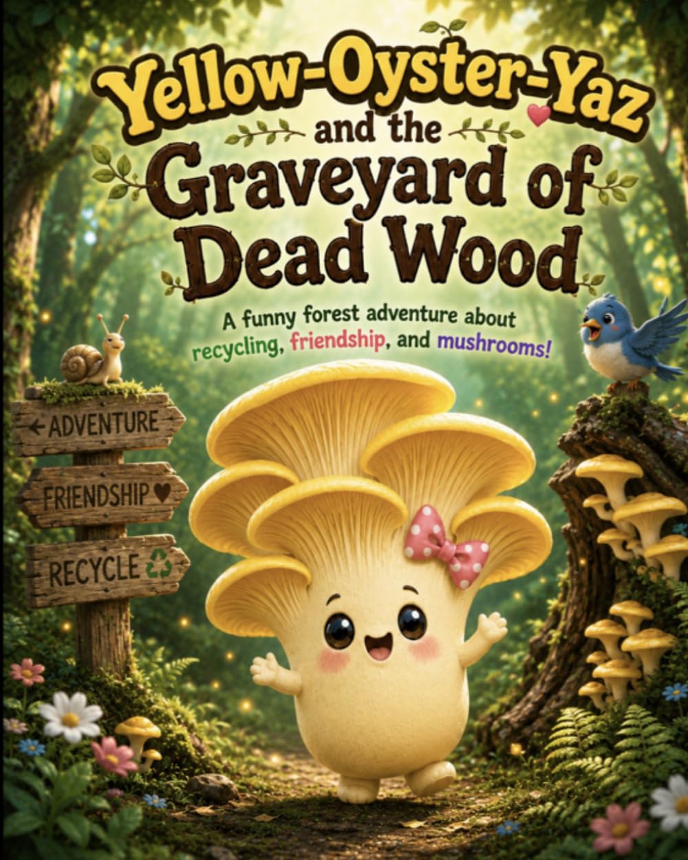 Yellow-Oyster-Yaz and the Graveyard of Dead Wood (Portobello mushroom friends)