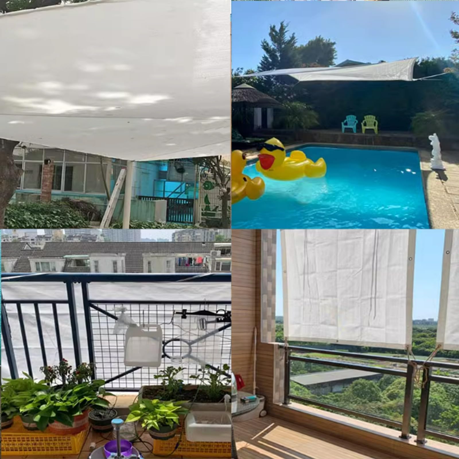 Red de Sombra Exterior, Malla Sombra Toldos con Ojales Resistente a los Rayos UV Blanco 85% 4x6M Tela de sombreo para Jardín Balcon Patio Flores Plantas Techados Gallinero
