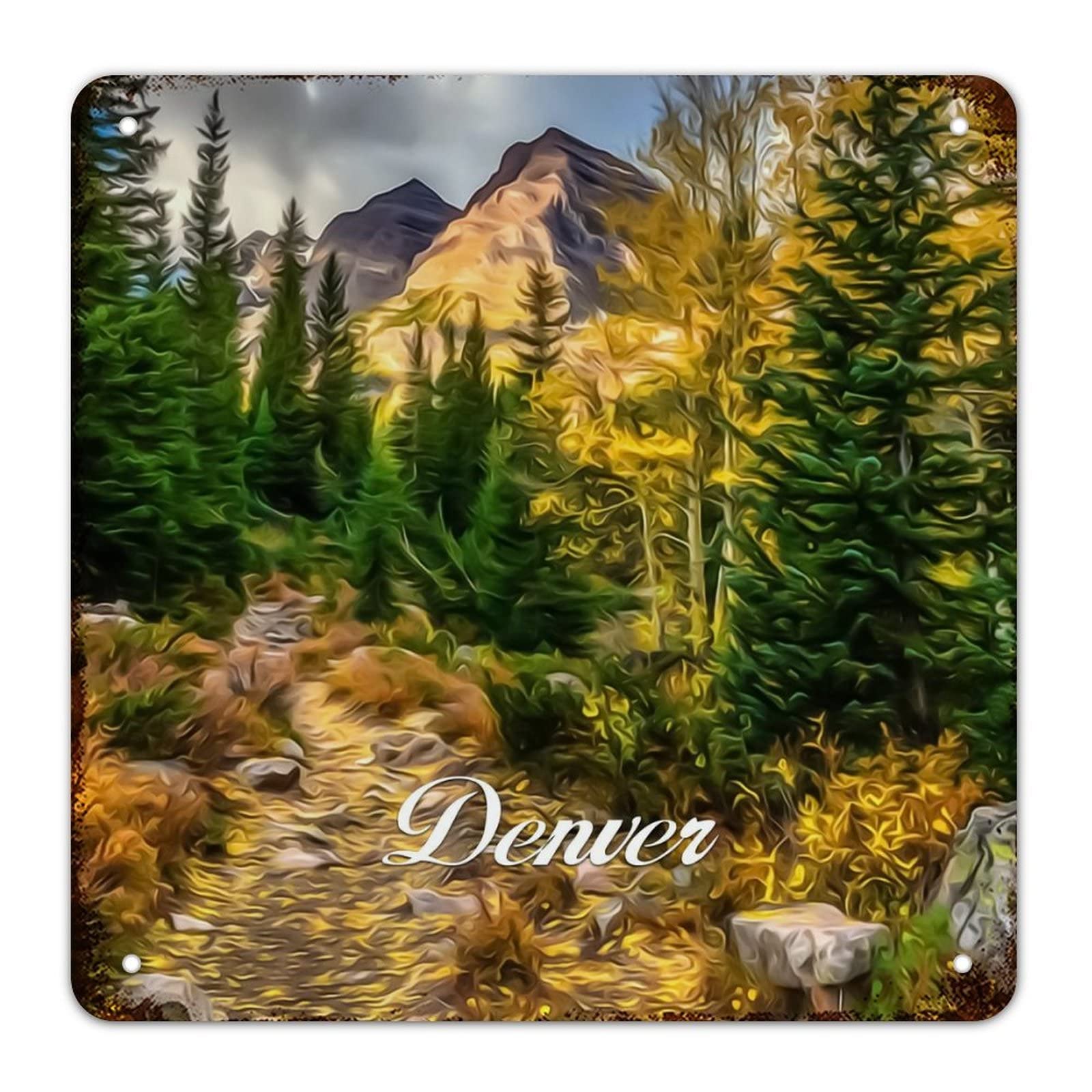Panneau métal vintage Denver Colorado décoration murale rustique