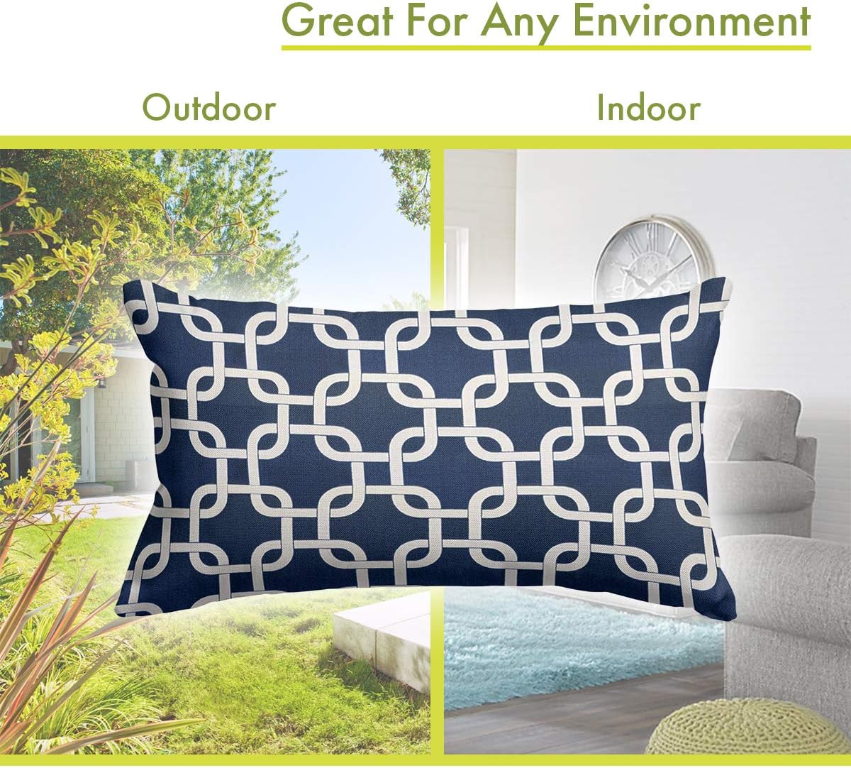 Majestic Home Goods Links Small Pillow, 20" x 12" (Navy Blue)