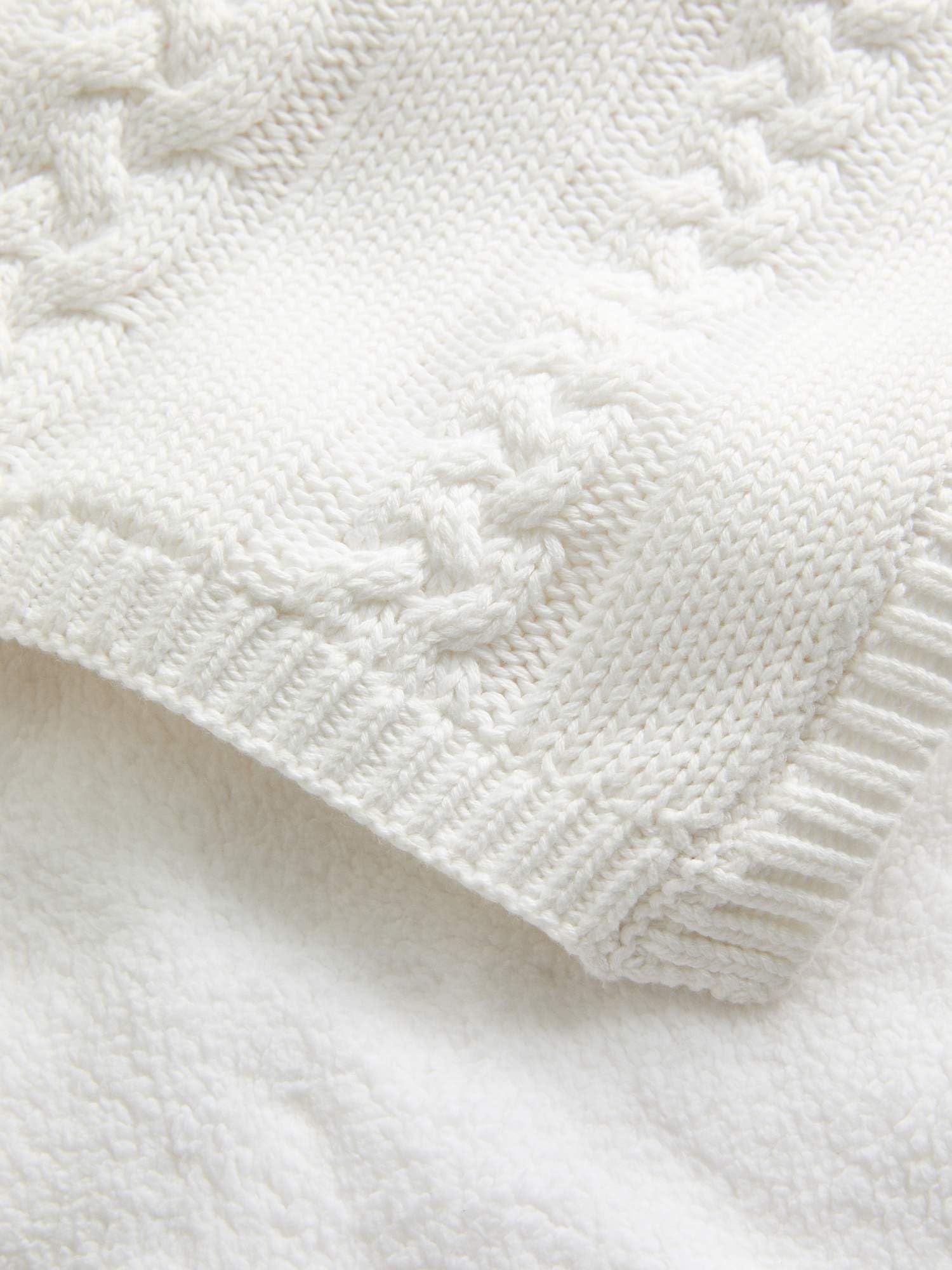 Marks & Spencer Baby-Zopfmuster-Strickdecke aus reiner Baumwolle mit Fleece-Rückseite – Unisex für Jungen und Mädchen – Gemütliches Neugeborenen-Essential