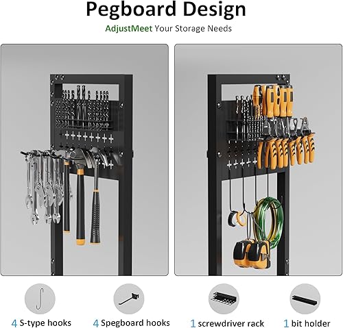 Miniatura 5 de Organizador de Carrito Rodante de Herramientas Eléctricas con 8 Salidas de Cargador, Carrito de Almacenamiento de Herramientas Móvil de Servicio