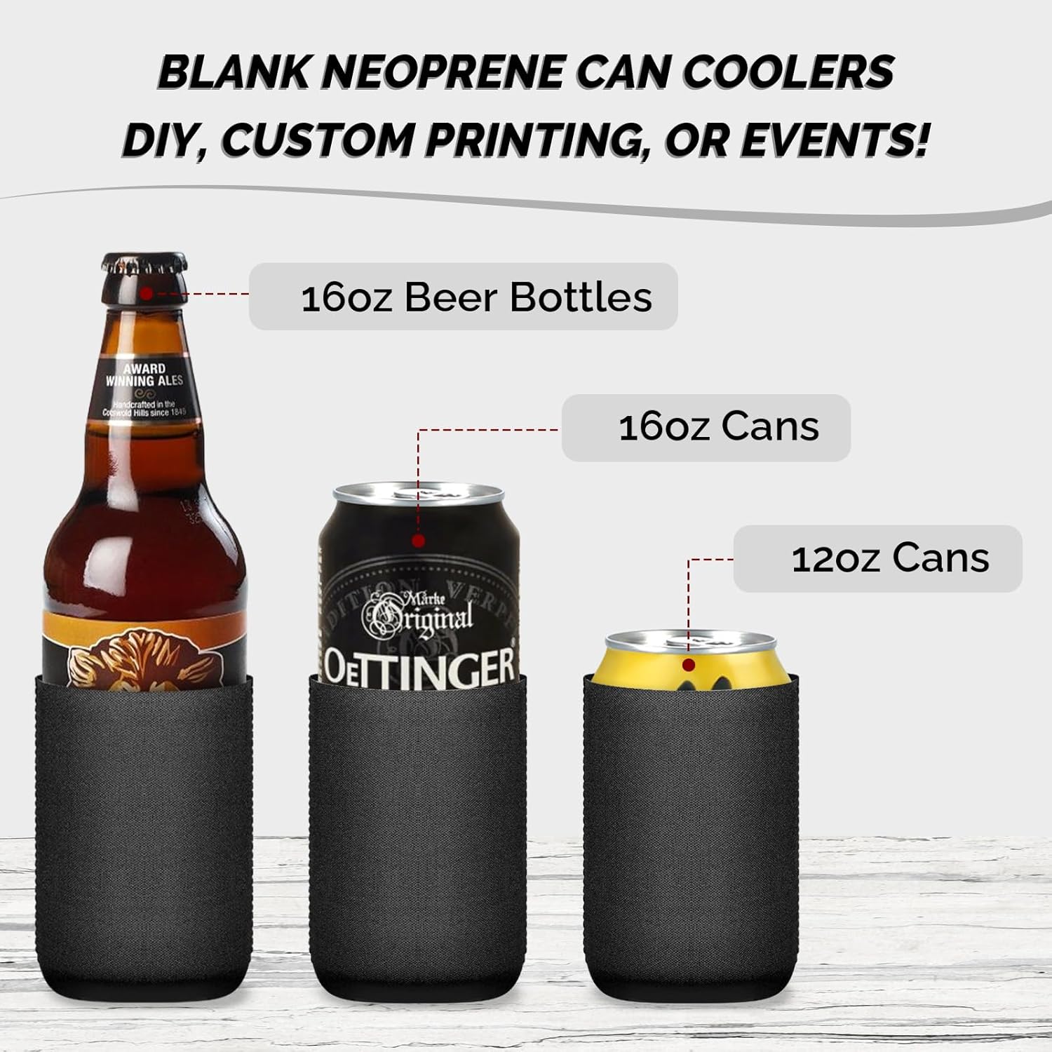 50 Pack Blank Standard Neoprene Can Coolers Bulk – Drink Sleeves for 12oz Cans & Bottles, Reusable Beer Soda Insulators, Perfect for DIY, Sublimation, HTV, Weddings, Gifts (Black) - Image 2