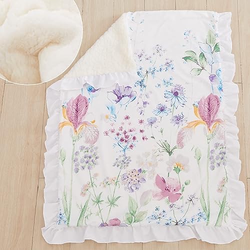 Miniatura 6 de Brandream Gilrs - Juego de ropa de cama floral bohemia para bebé, ropa de cama de acuarela para guardería, juego de manta de cuna de 3 piezas,