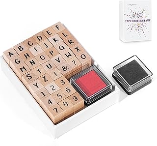 39 PCS Small Letter Stamps and Ink Pad for Crafting, Clay Alphabet Wooden Rubber Stamp Kit, DIY Craft Scrapbook Supplies for Card Making (Small-41PCS)