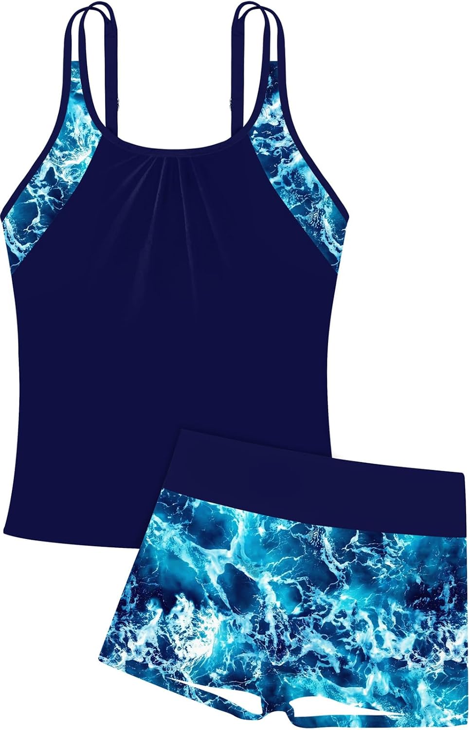 RAISEVERN Girls Swimsuit 2 Piece Bathing Suits for Teens Cute Summer Tankini Short for Size 7-16