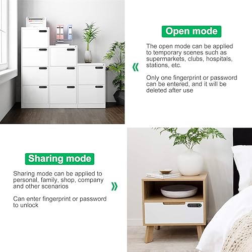 Miniatura 4 de Cerradura de gabinete de huellas dactilares, cerradura de contraseña biométrica inteligente con llave USB, armario de cajón de archivos oculto sin