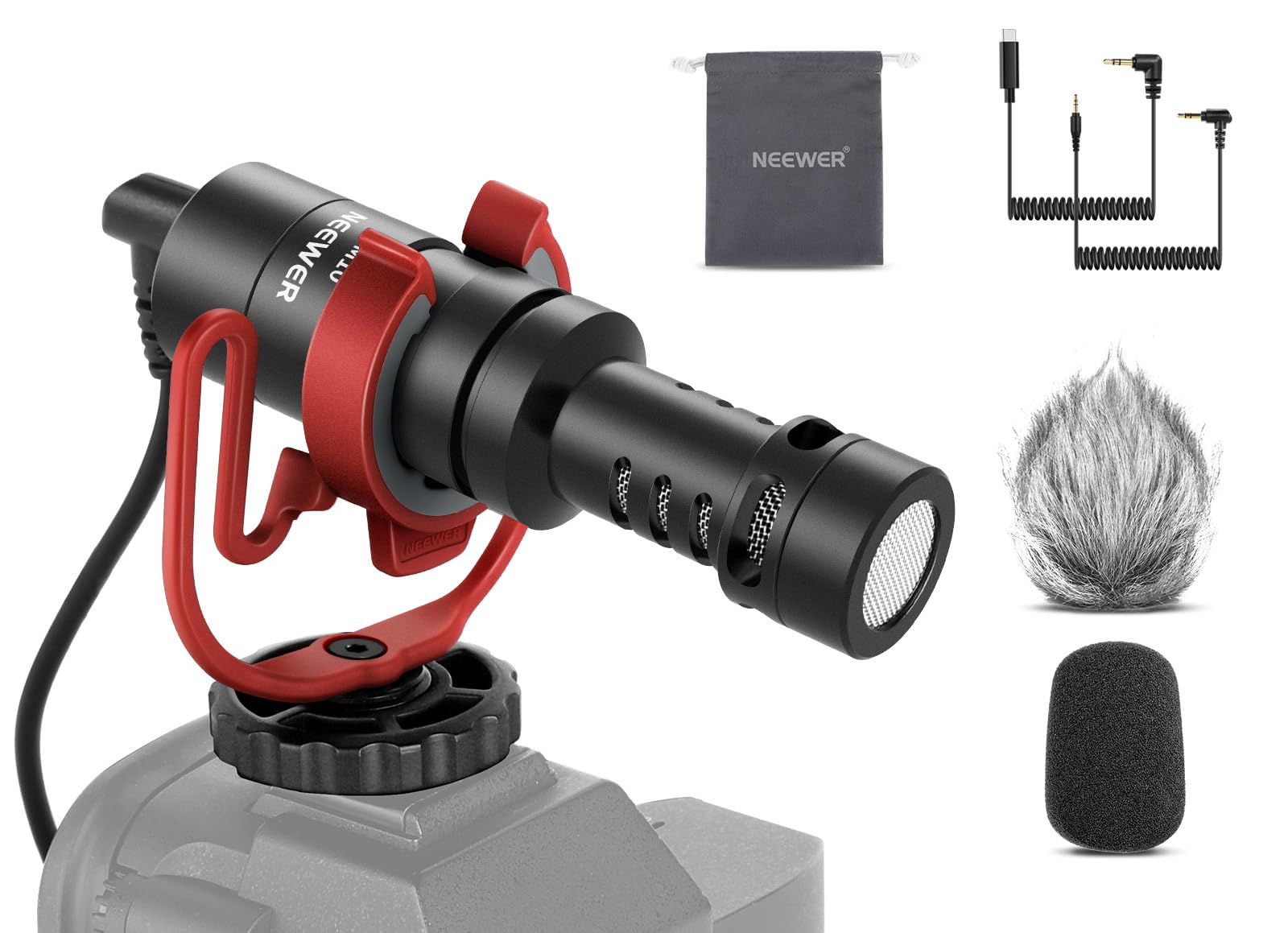 Neewer Microfono Vlog Plug & Play, mini microfono supercardioide 20-20KHz con TRS da 3,5 mm, USB C OTG, supporto antiurto, parabrezza compatibile con tablet Android Mac 16 15 14, Samsung S24, VM10