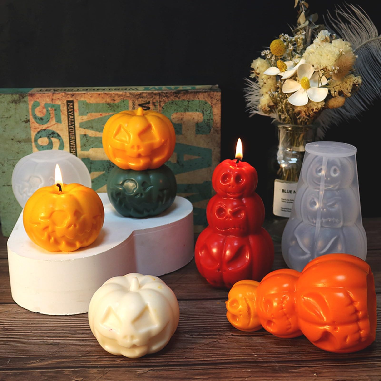 EBTOOLS moule à bougie fantôme 2 pièces moule à bougie en Silicone Halloween fantôme en forme de