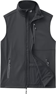 Outdoor Ventures Men's Windproof Softshell Vest: Lightweight Waterproof Breathable Sleeveless Jacket for Golf Hiking Running Travel