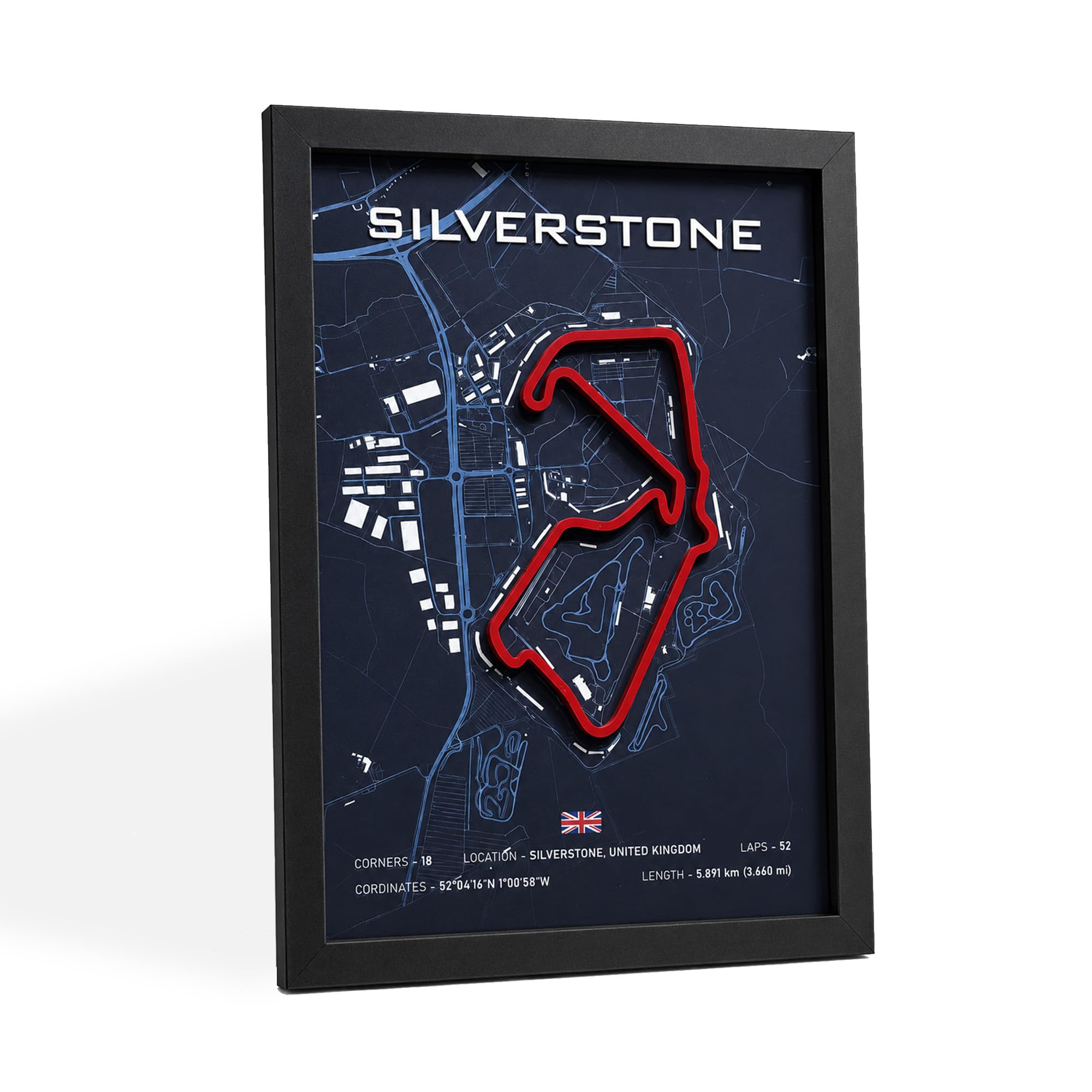 CodersParadise Silverstone Racing Circuit 3D Wall Art Frame, Motorsport Track Decor, Racing Fan Wall Hanging for Bedroom, Gaming Room, Office & Home Decoration-image-43