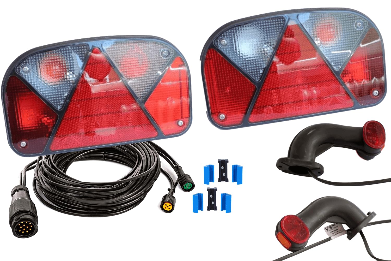 ASPÖCK und MANTES Anhänger Beleuchtungsset Multipoint II Rückleuchten Superpoint II Begrenzungsleuchten 13 poliger Stecker 8 m Kabelbaum Schnellverbinder 12 V für Anhänger Bajonett