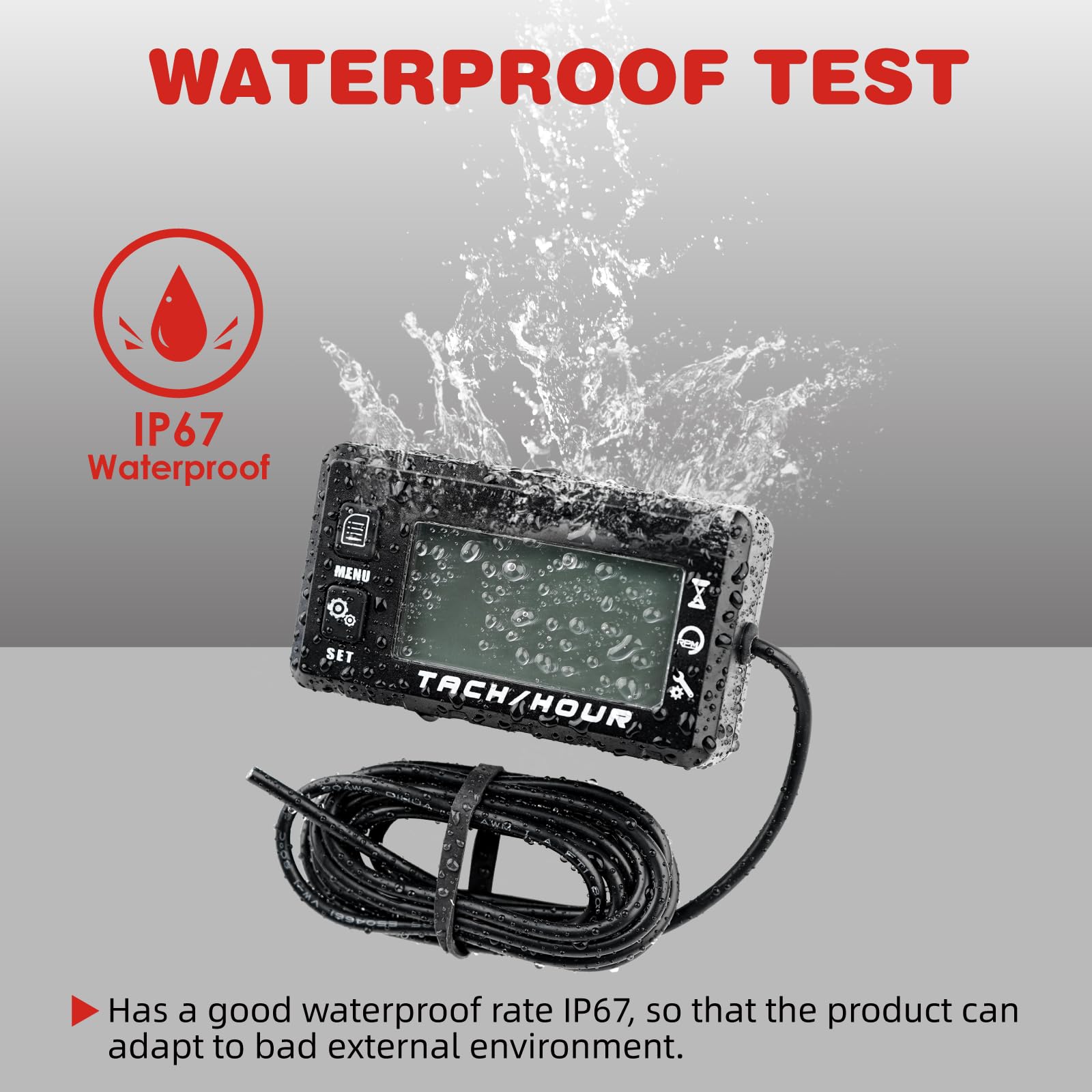 HM058 Compteur d'heures numérique Rappel SVC Fonction Bluetooth Utilisé pour tondeuses à gazon, motos, tracteurs, nettoyeurs haute pression, tronçonneuses, motoneiges et