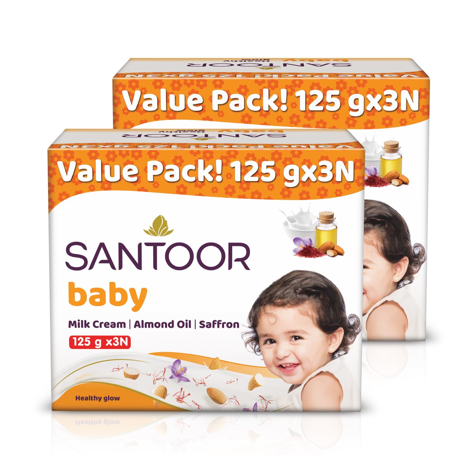 Santoor Baby Bathing Bar Soap with Milk Cream, Saffron, & Almond Oil for Soft & Supple Skin| Gentle & Rich Lathering Formula with Mild Fragrance| 125gx3, (Pack of 2) (B07DGMXR8L) Amazon Price History, Amazon Price Tracker