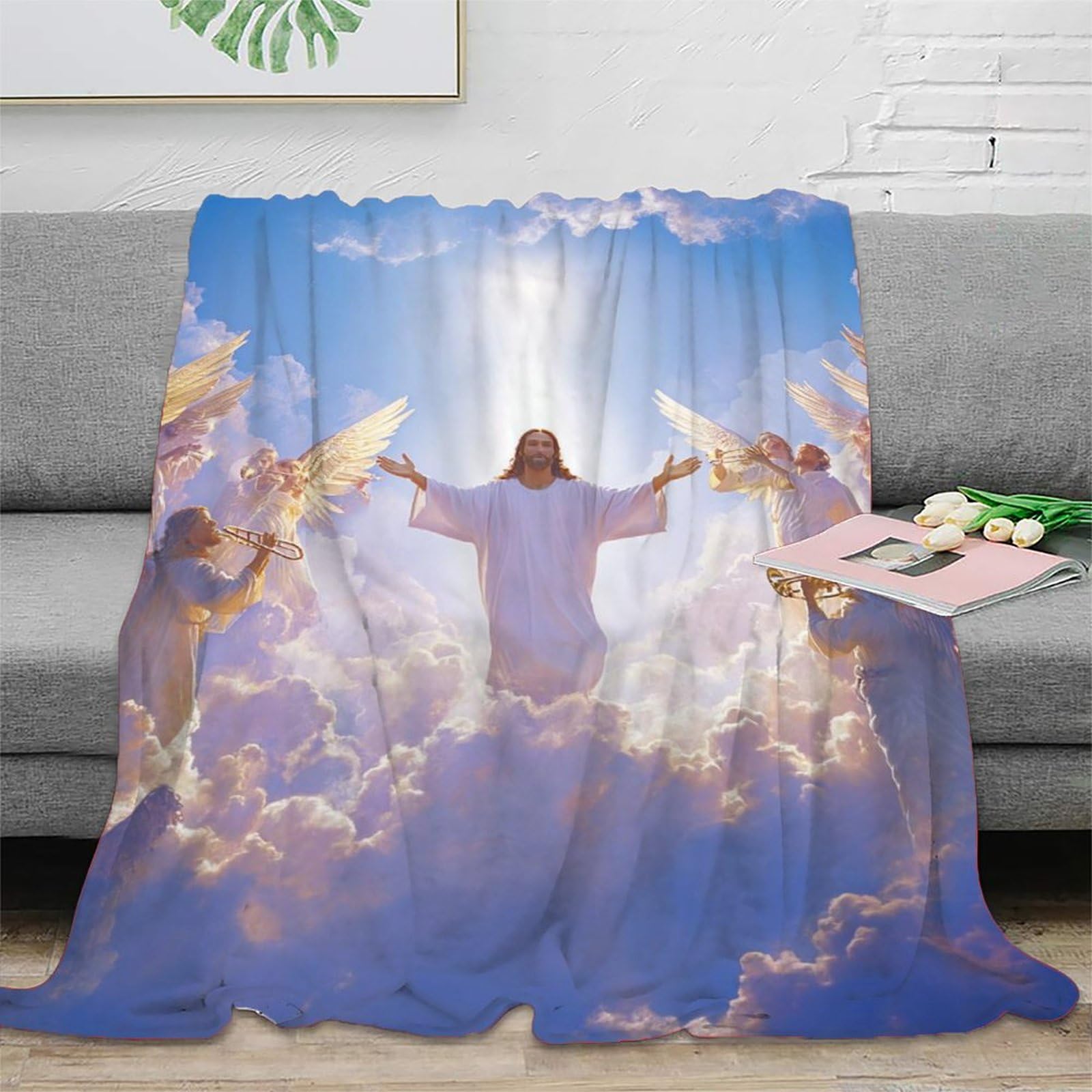 Dhbaneiok Style-4 Mythical Jesus Theme Blanket 3D Design Bed Blanket Bedding Decorative Super Soft Warm Bed Blanket For Home Couch Bed Sofa Livingroom Office 80X90inch(200X230cm)