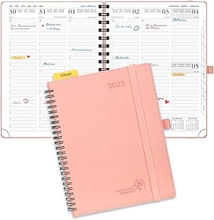 POPRUN 2025 Week to View Diary 22 x 16.5 cm - Soft Cover PU Leather Spiral Vertical Planner Jan 2025 to Dec 2025-12 Months...