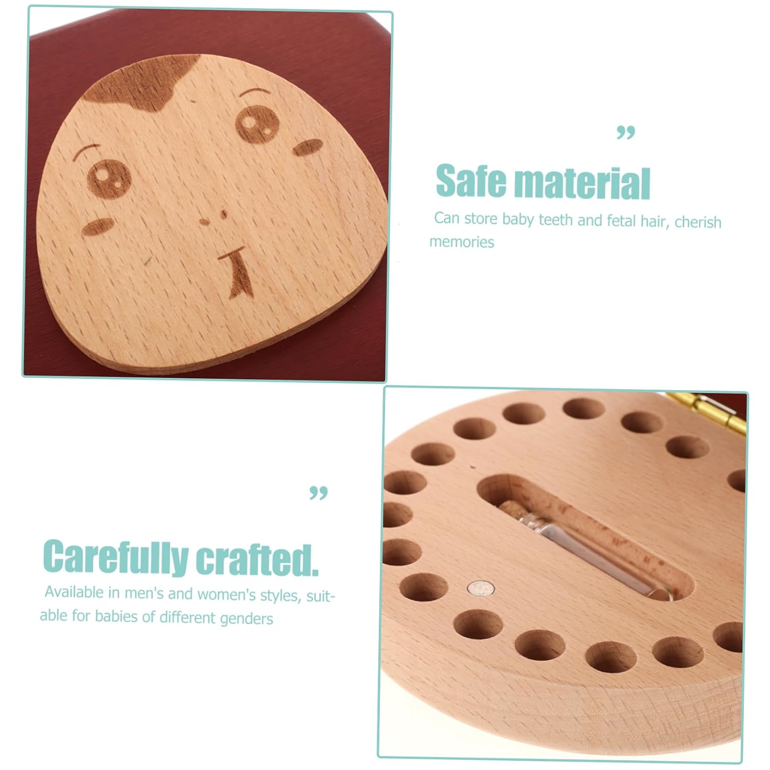 Wooden Tooth Keepsake Box with Magnetic Closure Durable Organizer for First Teeth and for Milestones for Boys and Girls