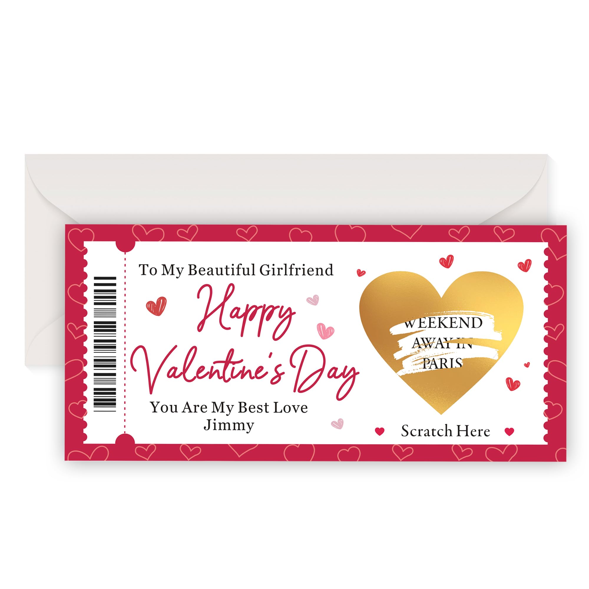 EDSG Personalised Scratch Card Reveal for Valentines, Surprise Scratch Cards Reveal with Envelopes, Valentines Cards Gifts for for Women Men Couple Girlfriend Boyfriend Wife Husband (Design 3)